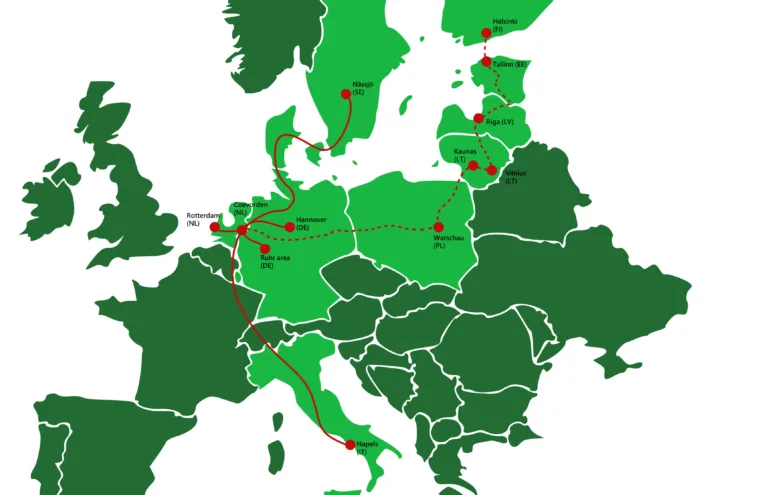 kaart spoorgoederenvervoer Noord-Nederland Noord-Europa